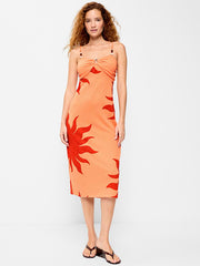 Beaded-Strap Beach Midi Dress - Orange
