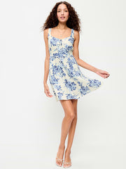 Fit & Flare Cami Mini Dress - Blue Floral