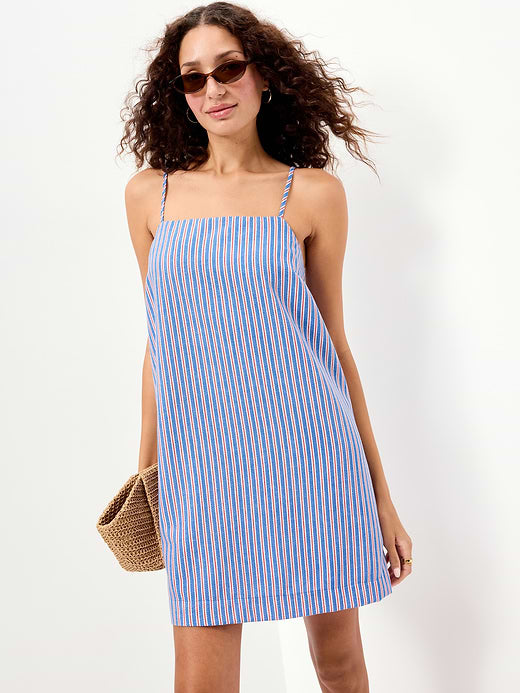 Strappy Mini Shift Dress - Red/Whit/Blue Stripe