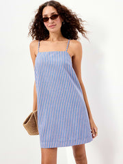 Strappy Mini Shift Dress - Red/Whit/Blue Stripe