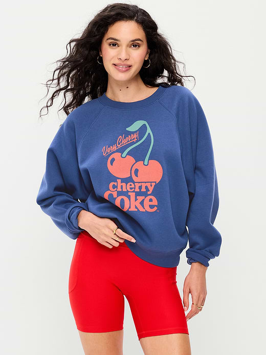 Oversized Raglan Graphic Sweatshirt - Pacific Blue