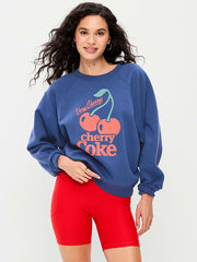 Oversized Raglan Graphic Sweatshirt - Pacific Blue
