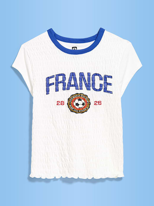 FIFA World Cup 26™ France Smocked Graphic T-Shirt for Women - France