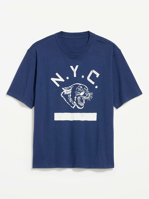 Loose Heavyweight Graphic T-Shirt - Night Life Blue