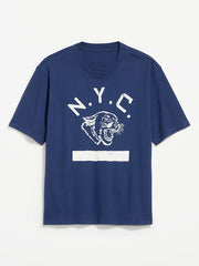 Loose Heavyweight Graphic T-Shirt - Night Life Blue