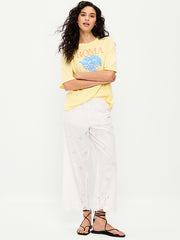 High-Waisted Cut Out Wide-Leg Pant - White Lilies