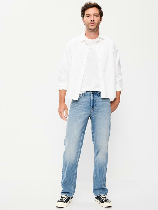 Structured Loose Non-Stretch Jeans - Medium Wash