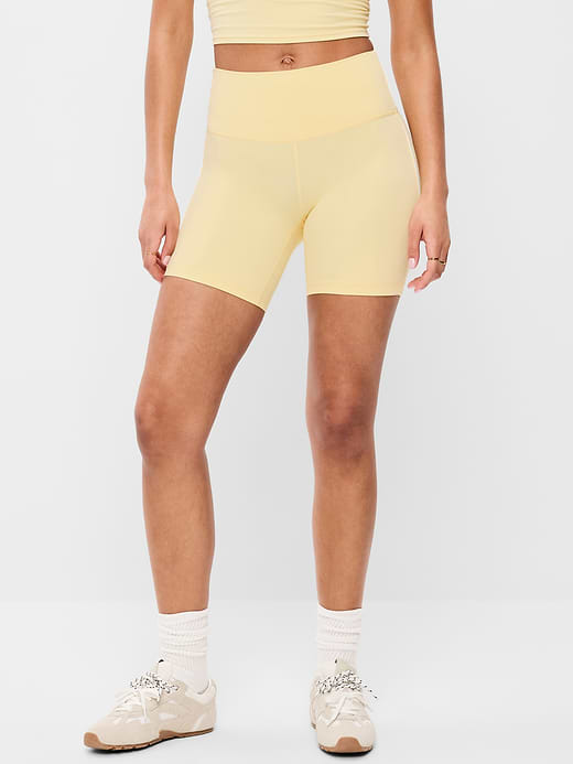 High-Waisted StudioSmooth Biker Shorts -- 6-inch inseam - Sweet Butter