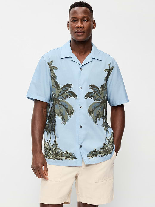 Short-Sleeve Camp Shirt - Blue Palm