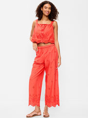 High-Waisted Cut Out Wide-Leg Pant - Moonfish Orange