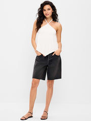 Mid-Rise Baggy Jean Shorts -- 9-inch inseam - Washed Black