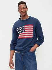 Crew-Neck Flag Sweater - Obscure Night