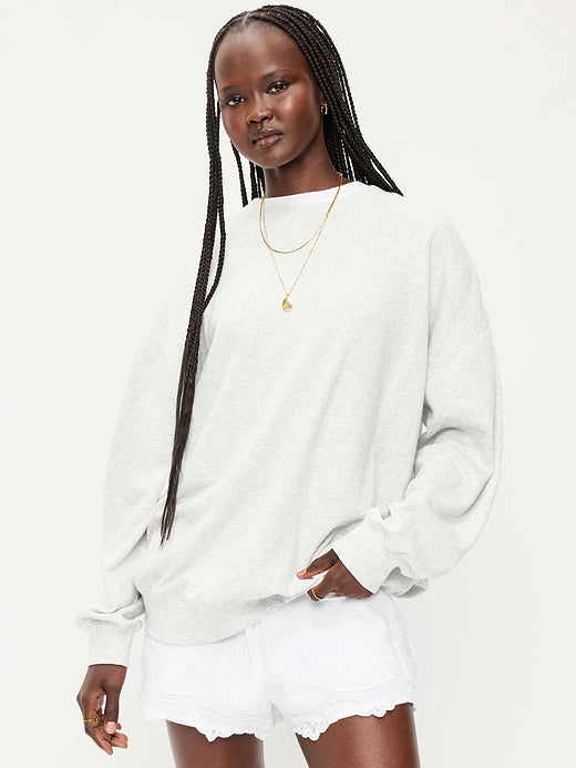 SoComfy Oversized Tunic Sweatshirt - Light Gray Heather