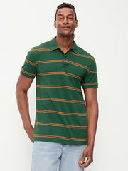Striped Pique Polo - Green Stripes