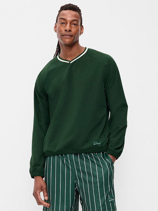 V-Neck Pullover Windbreaker - Plant Life