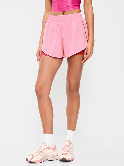 High-Waisted StretchTech 2-In-1 Run Shorts - Sweet Sixteen