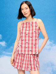 Old Navy x Disney Minnie Mouse Side-Tie Plaid Tank Top for Women - Red Plaid