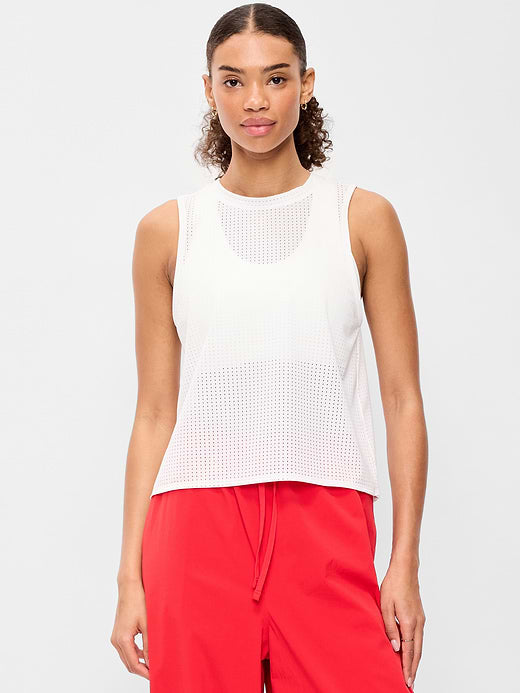 Mesh Muscle Tank Top - Calla Lily White