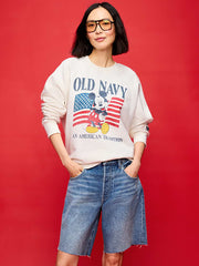 Old Navy x Disney Mickey Mouse Crew-Neck Sweatshirt for Adults - Sea Salt