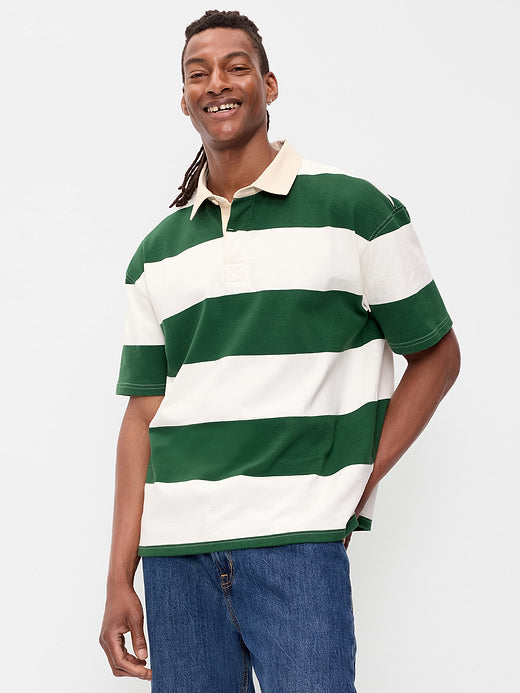 Striped Rugby Polo - Green Stripe