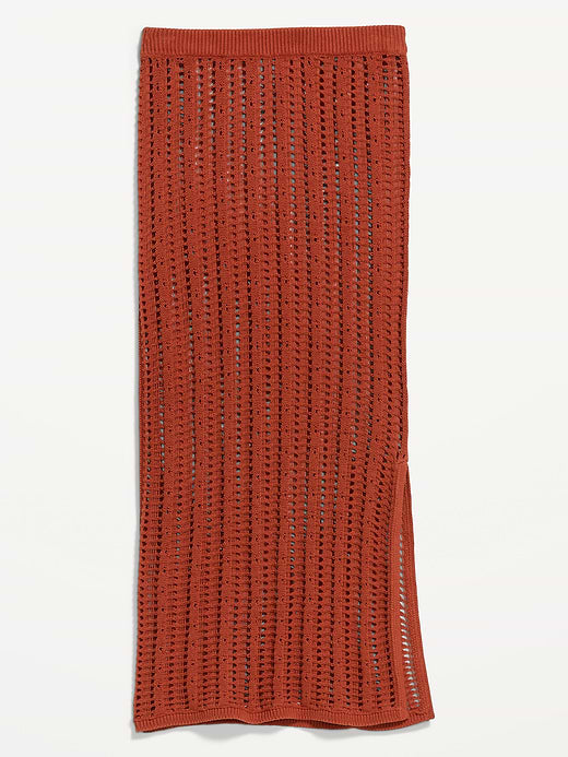 Open-Weave Seaside Cotton Column Maxi Skirt - Russet Moon