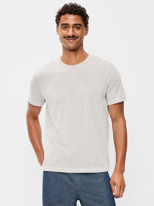 Crew-Neck Striped T-Shirt - Silver Gray