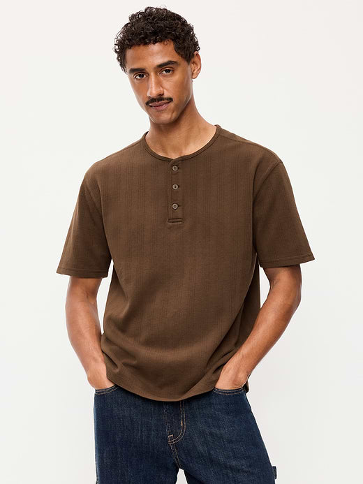 Heavyweight Henley T-Shirt - Dark Walnut Brown