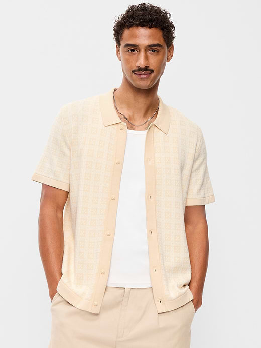 Short-Sleeve Sweater Shirt - Sea Salt