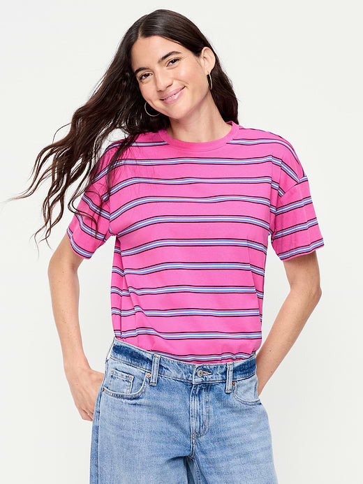 Vintage Crew-Neck T-Shirt - Pink Stripe