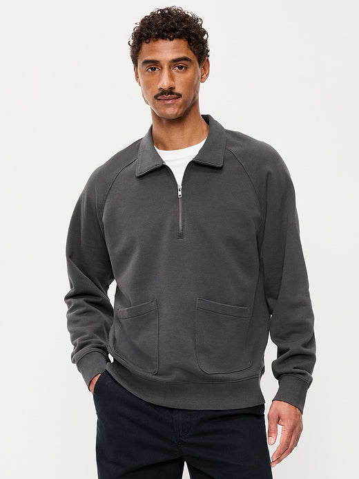 Workwear Collared Fleece Chore Pullover - Panther