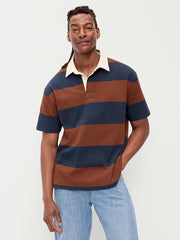 Striped Rugby Polo - Navy Blue Stripe