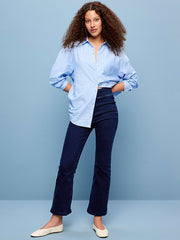 High-Waisted Weekender Pull-On Crop Flare Jeans - Dark Wash