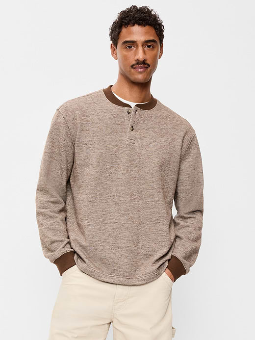 Workwear Fleece Henley T-Shirt - Dark Walnut
