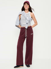 High-Waisted Fleece Wide-Leg Sweatpants - Reddy Or Not