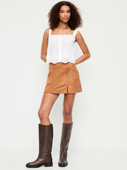 Faux-Suede Mini Skirt - Classic Camel