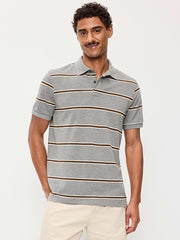 Classic Fit Pique Polo - Gray Stripe
