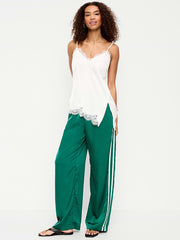 High-Waisted Satin Track Pants - Victorian Jade