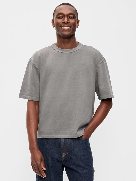 Garment-Dyed Heavyweight Cropped T-Shirt - Stainless Steel