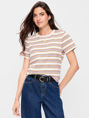 EveryWear Crew-Neck Striped T-Shirt - Pink Multi-Stripe