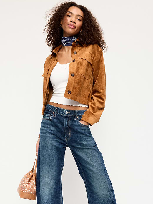 Classic Faux-Suede Jacket - Warm Coffee
