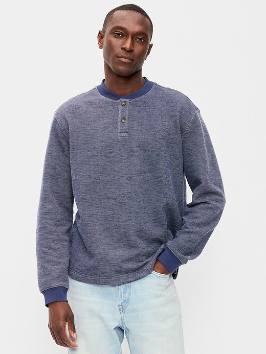 Workwear Fleece Henley T-Shirt - Night Life