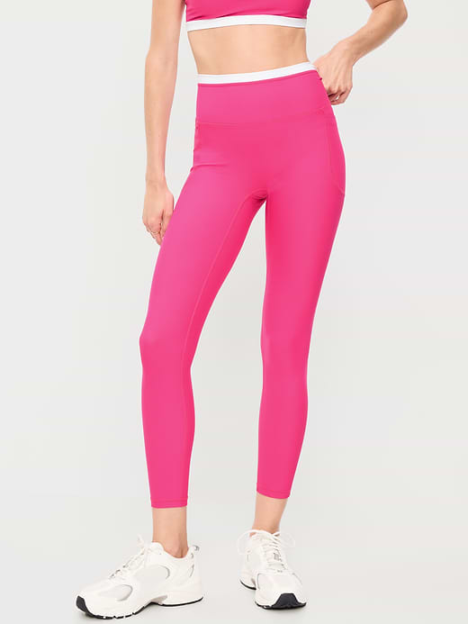 Extra-High Waisted PowerSoft Boundless 7/8 Pocket Leggings – No Front Seam - Dragonfruit