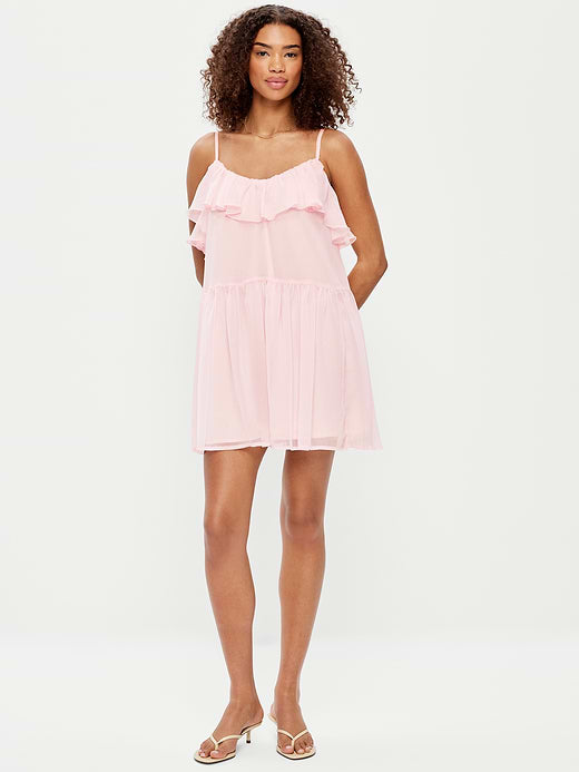 Ruffle-Front Flounce Mini Dress - Blush On You