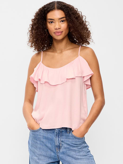 Sleeveless Ruffle Tank Top - Blush On You