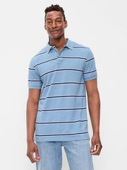 Striped Pique Polo - Blue Stripes