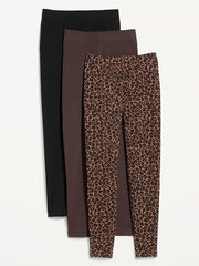 High-Waisted Fashion Layering Leggings 3-Pack - Cheetah Brown