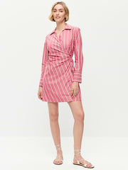 Wrap Mini Shirt Dress - Red Stripe