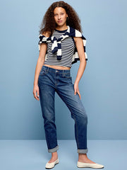 Mid-Rise Wow Boyfriend Straight Jeans - Dark Wash