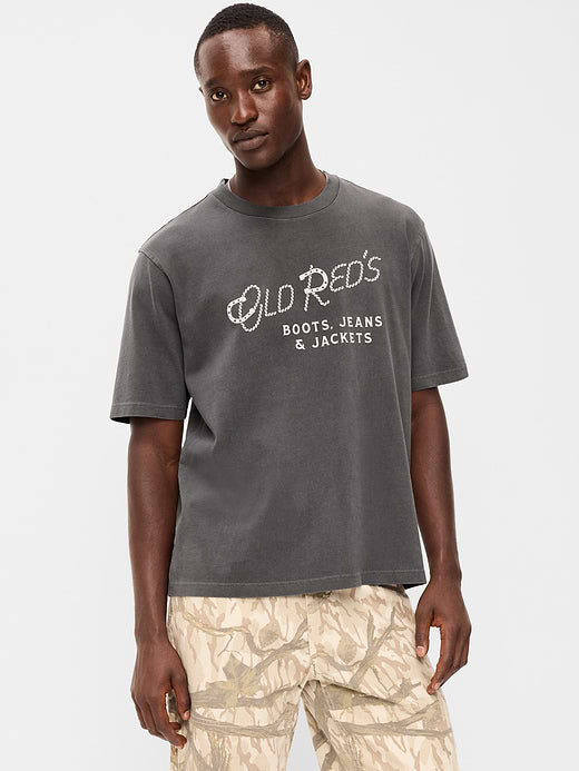 Loose Heavyweight Graphic T-Shirt - Charcoal