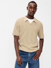 Mixed-Stitch Polo Sweater - A Stone's Throw
